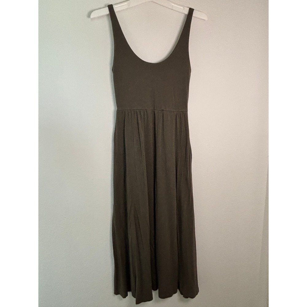 A New Day Womens XS Olive Green Scoop Neck Sleeveless Knit Maxi Dress with Slit